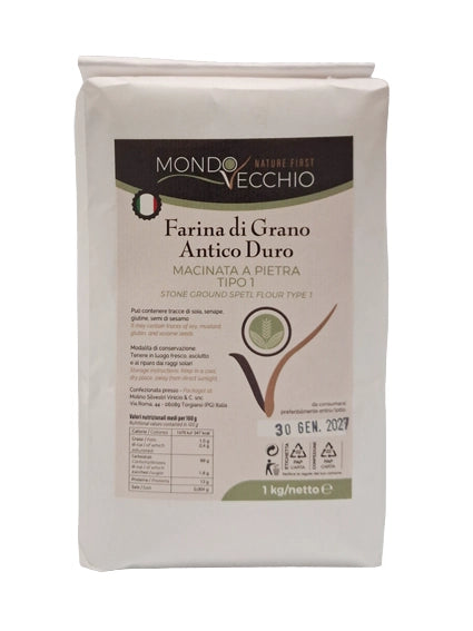 Farina di Grano Antico Duro macinata a pietra Tipo 1, 500 g