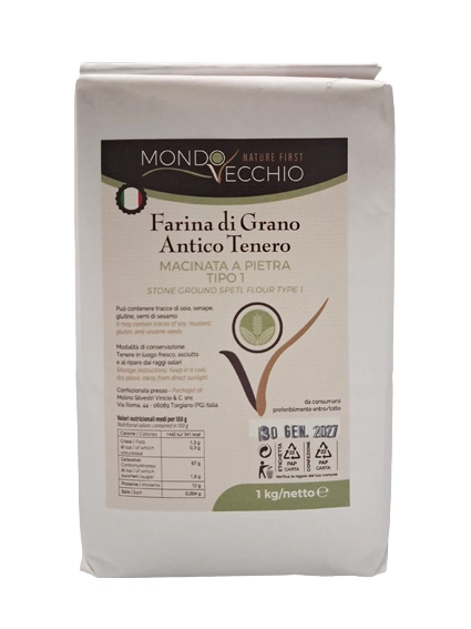 Farina di Grano Antico Tenero Tipo 1 macinata a pietra, 500 g