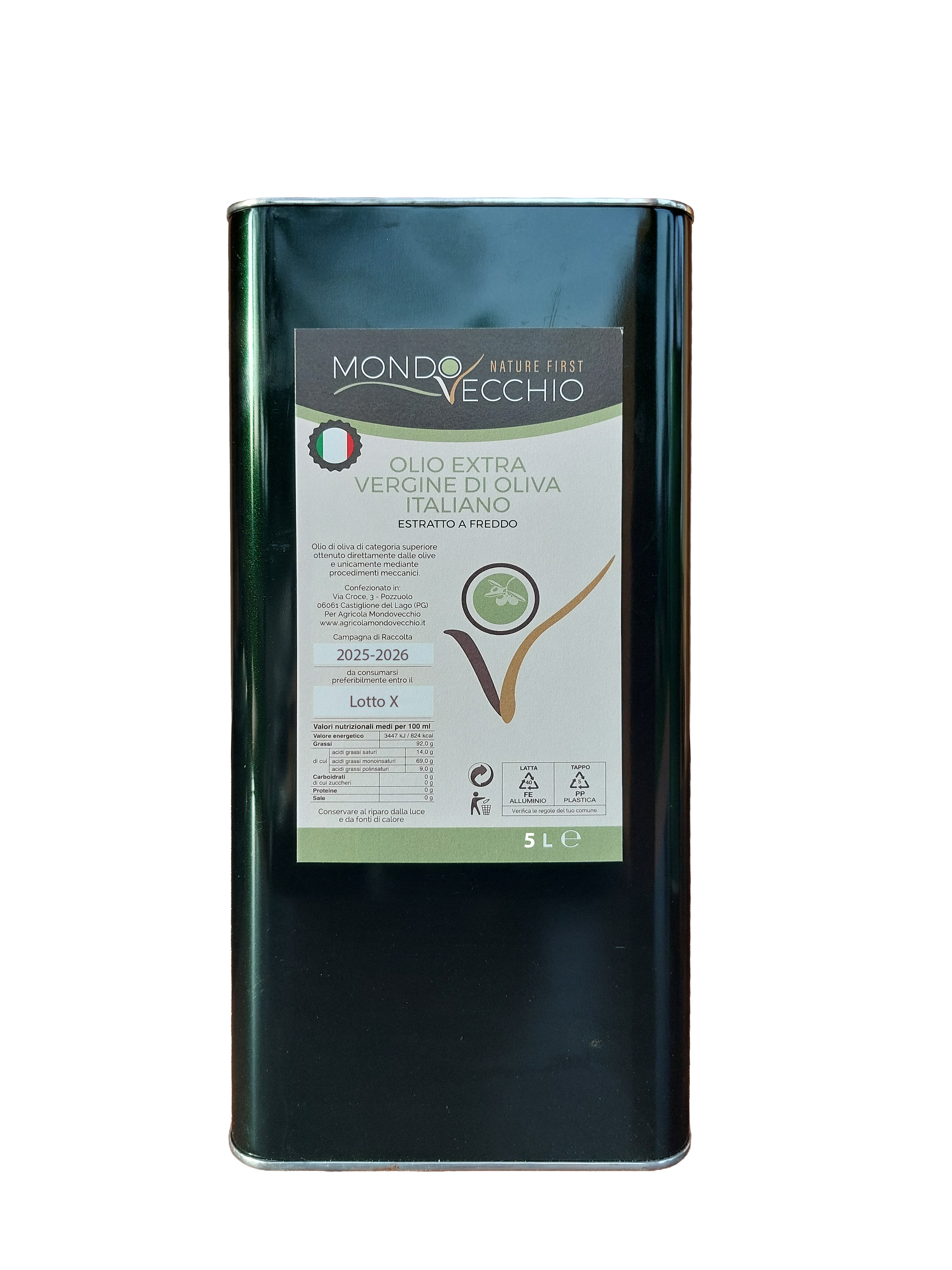 Olio Extravergine di Oliva Italiano – Lattina da 5 Litri